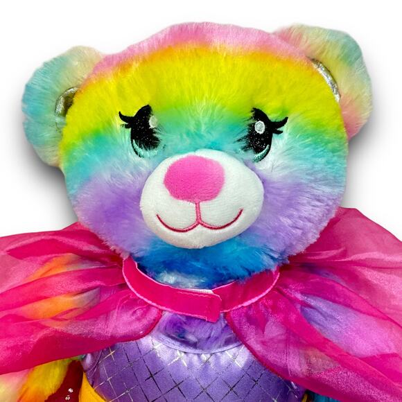 Build A Bear Rainbow Sparkle Pastel Striped Bear Outfit Stuffed Animal Plush 16" - Picture 2 of 6